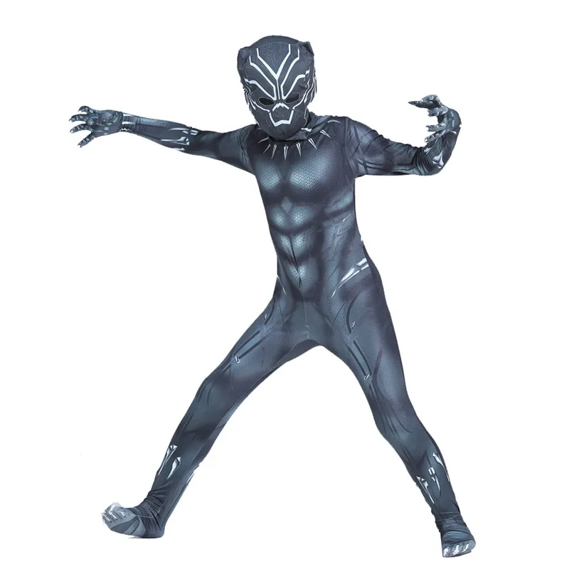 Black Face Mask Pack - 3-12Y Boy's Black leopard Costume Superhero