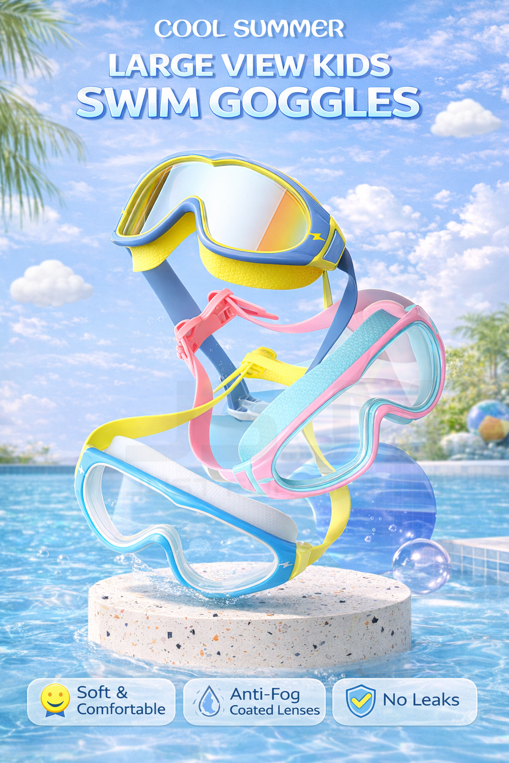 JSJM Kids Swimming Goggles Big - Silicone Mask Bracket ulasan dan harga
