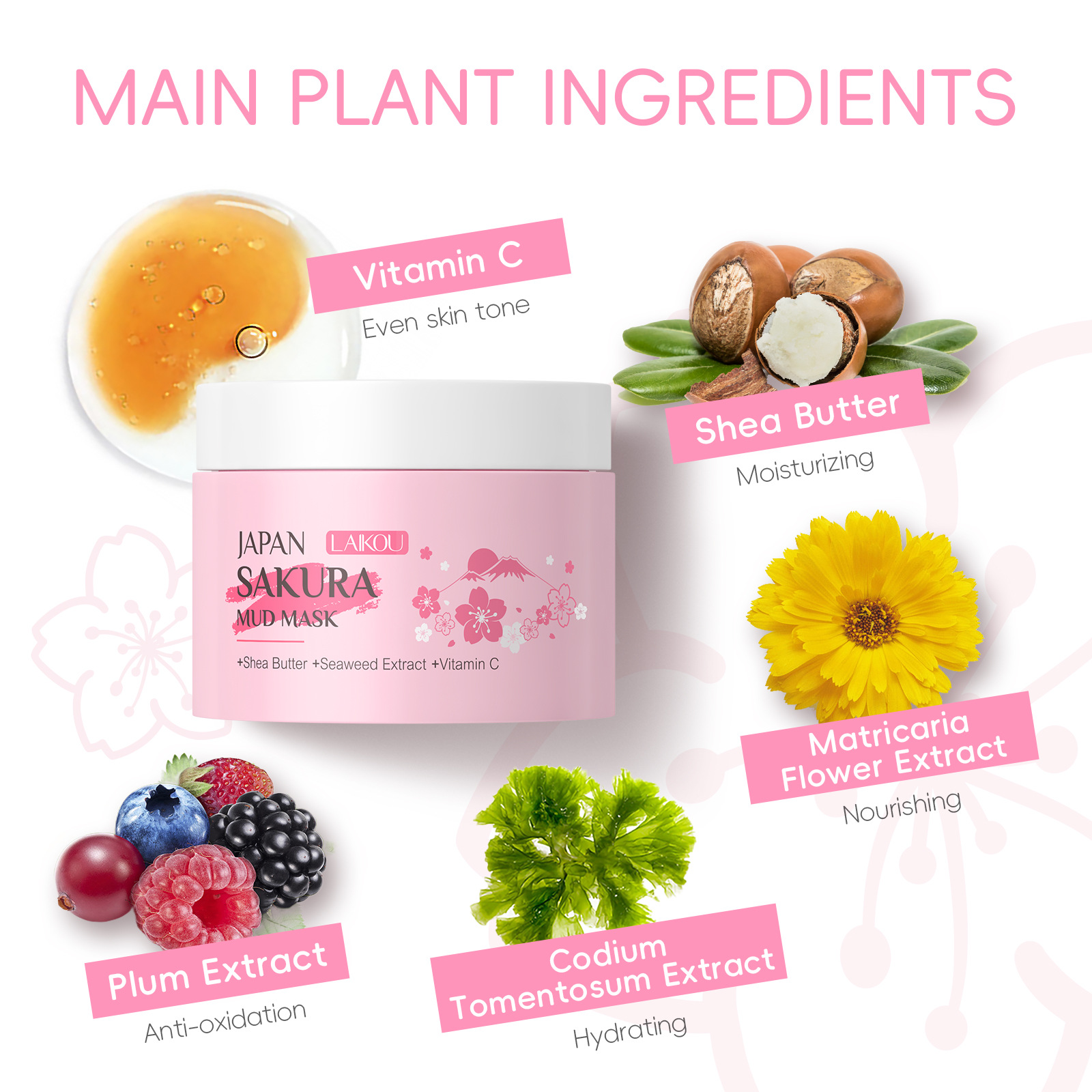 LAIKOU Sakura Clay Mask 25g 90 - Dust Mask Construction ulasan dan harga