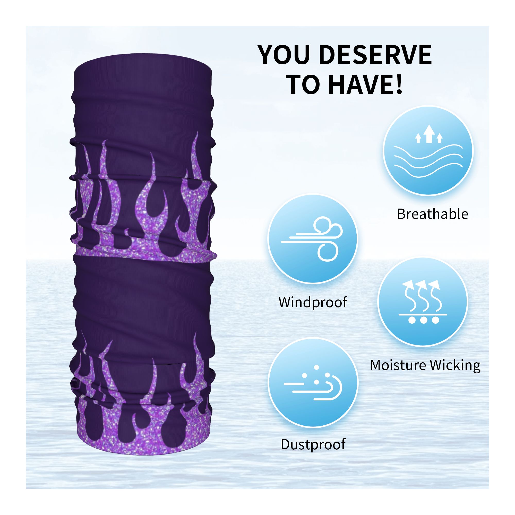 Custom Purple Glitter Flames B - Neck Gaiter Face Cover ulasan dan harga