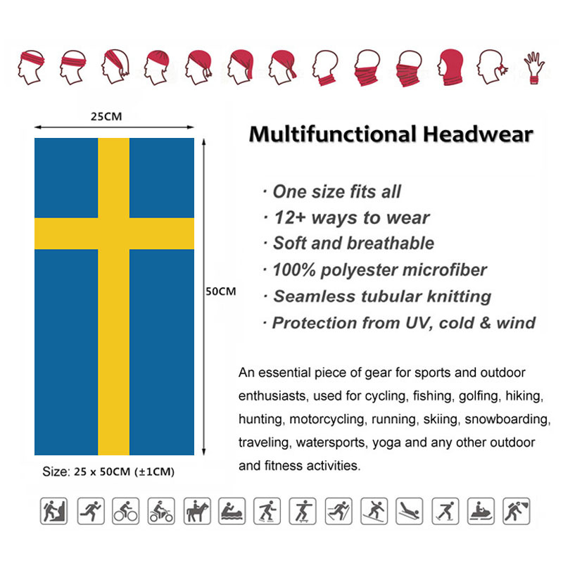 Sweden Flag Printed Bandana He - Neck Gaiter Face Cover ulasan dan harga