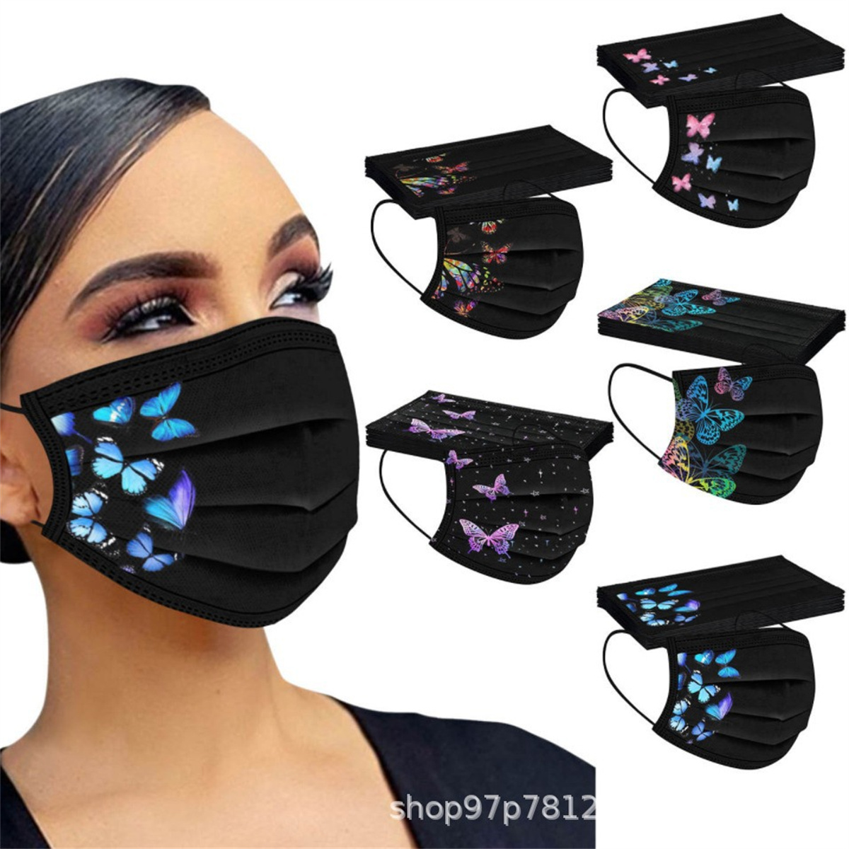 50pcs colorful butterfly print - Disposable Surgical Mask ulasan dan harga