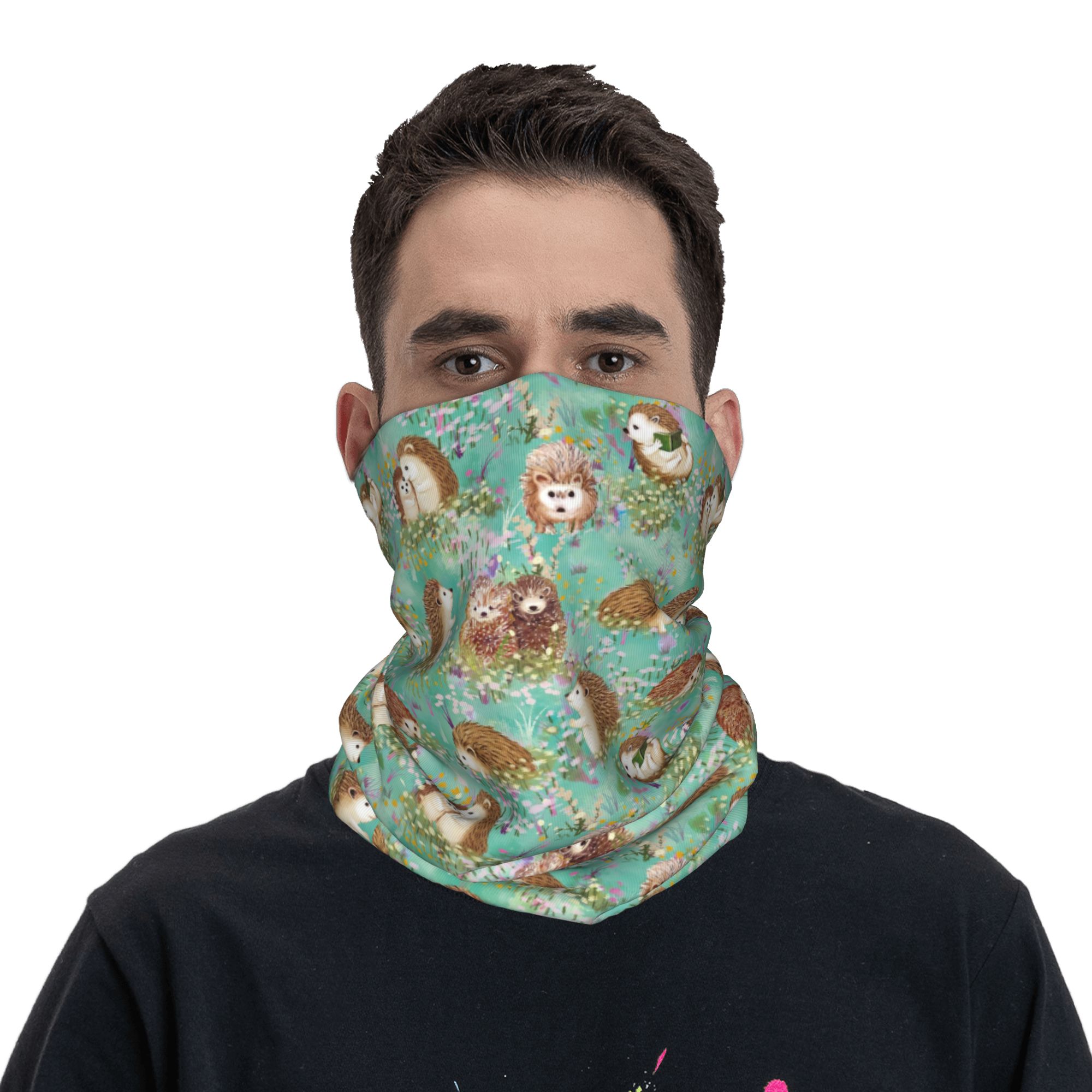 Autumn Hedgehog Spring Floral  - Neck Gaiter Face Cover ulasan dan harga